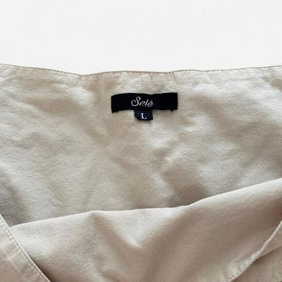 Vintage y2k cotton cream ivory ruffle pleated skirt size large - Picture 4 of 7